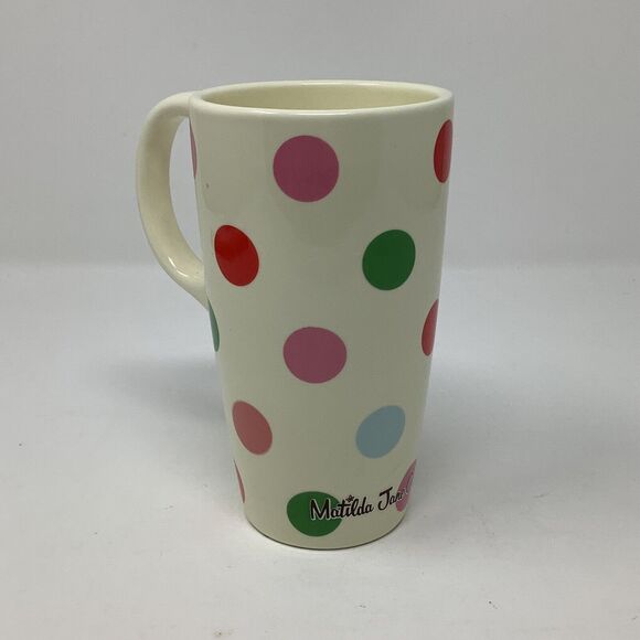 Matilda Jane Clothing Polka Dot Ceramic Travel Coffee Mug Cup 16 fl oz NO LID - Picture 1 of 8